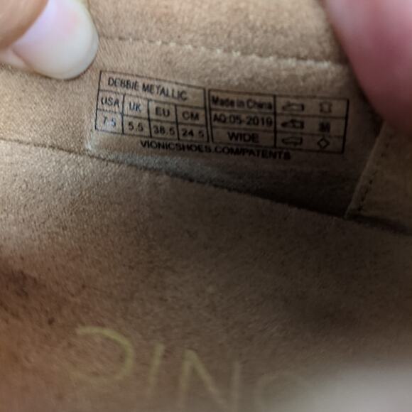 VIONIC Debbie Loafer Metallic Gold Leather Orthotic Comfort Women's 7.5 Wide - Picture 8 of 8